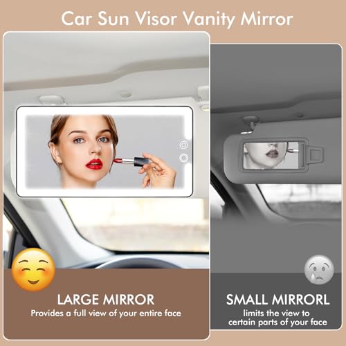 Car Visor Vanity Mirror with Light (Black / (1pcs))
