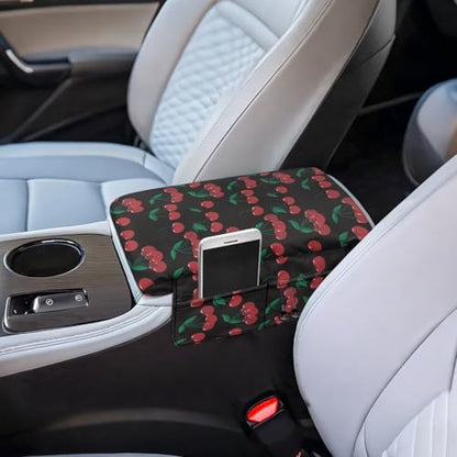 Cherry Black Car Center Console Cover Universal Armrest Box Protector Scratch Resistant Wear (Cherry Black)