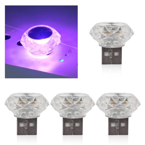 4PCS USB LED Car Interior Lights (Pink)