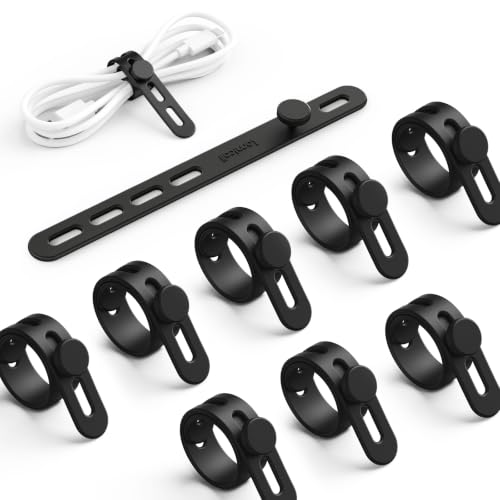 10 Pack Silicone Cable Ties Cord Organizer (10pack / Classic Black)