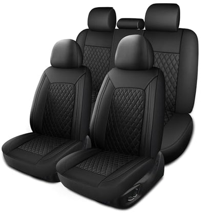 Faux Leather Full Set Car Seat Covers (N1 Black / Full Set)