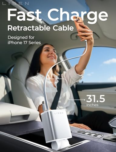 Retractable Car Charger for iPhone (White / 31.5 Inch)