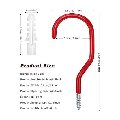 Bike Hooks Heavry Duty 6 (6 Pack / Red)