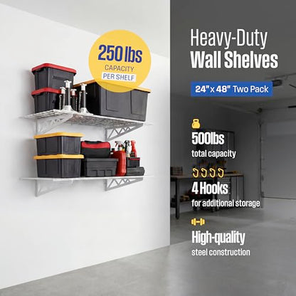 Steel Garage Wall Shelves 2 (24"x48" (2-Pack) / White)