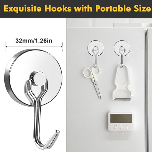Magnetic Hooks Heavy Duty 120LB+ Swivel Swing Strong Magnet Hook (Silver / 1.26in)