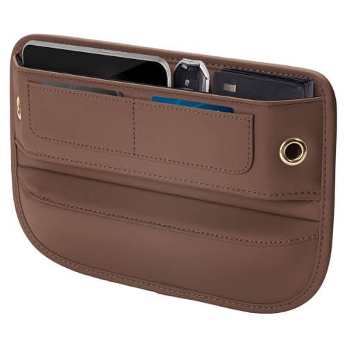 Universal Fit Premium Leather Car Seat Gap Filler Organizer (03 Brown, 1 Pack)