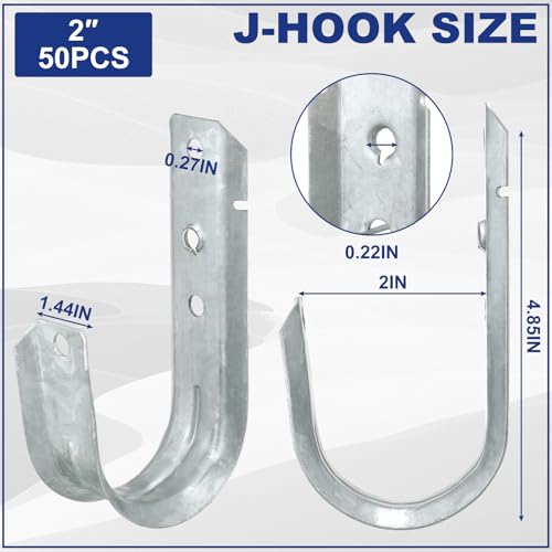 50 J Hooks for Hanging Heavy Duty J Hooks (2 Inch)