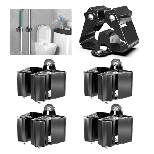 Broom Holder Wall Mount 4 Pack (4 / Black)