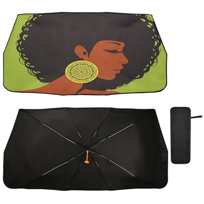 Car Front Windshield Sunshade (African American Woman)