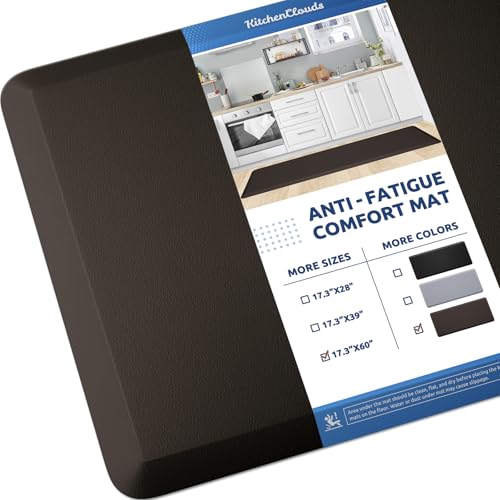 Kitchen Mat Cushioned Anti Fatigue Rug Standing and Comfort Floor Mats (Chocolate / 60"L x 17.3"W x 0.5"Th)