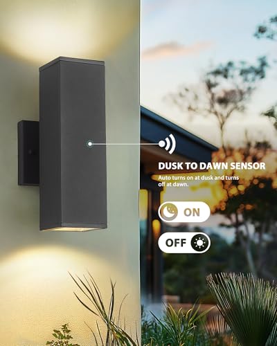 Modern Outdoor Wall Light (Black 2PK)