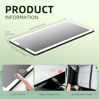 2PCS Car Visor Vanity Mirror with Lights (Black / (2pcs))
