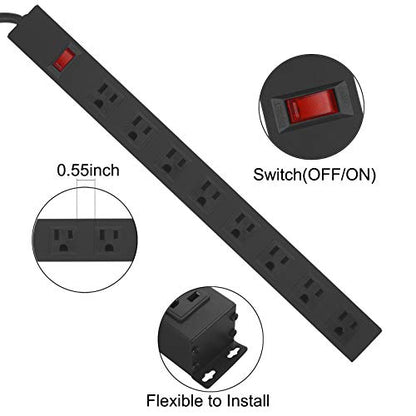 HHOSET Heavy Duty Long 8 Outlets (Black / 6ft)