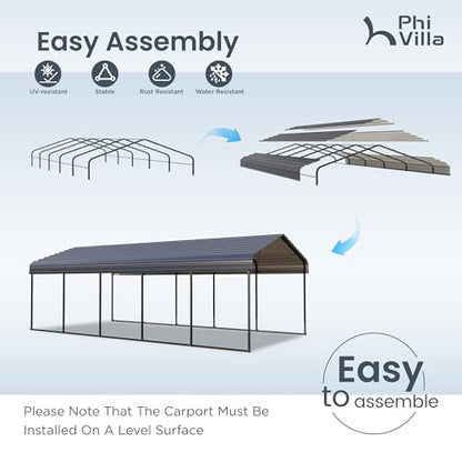 12x25ft Carport (Gray / 12x25ft)
