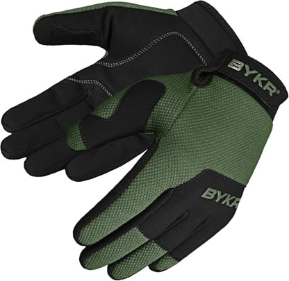 All Weather Motorcycle Gloves for Men & Women (Military Green / Large)