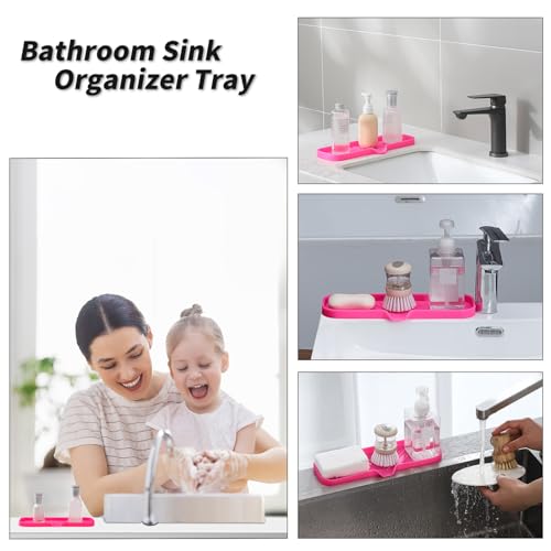 Silicone Soap Dish with Drain Spout (Rose / L(12"×4"))