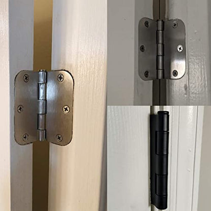 Rounded Door Hinges Brushed Nickel 3.5 Inch 5 (Satin Nickel-Rounded / 18 Pack)