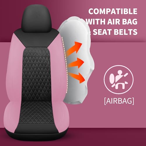 Solid Black Full Set Car Seat Covers (N1 Black Pink / Full Set)