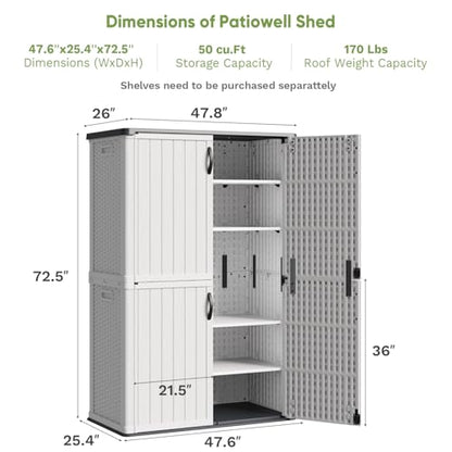 50 cu.ft Resin Outdoor Storage Shed (Light Gray / 50 Cu FT Cabinet)