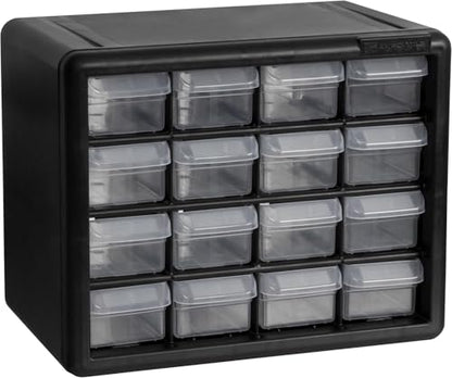 16 Drawer Plastic Storage Cabinet (Black / 16 Drawer / 1 Pack)