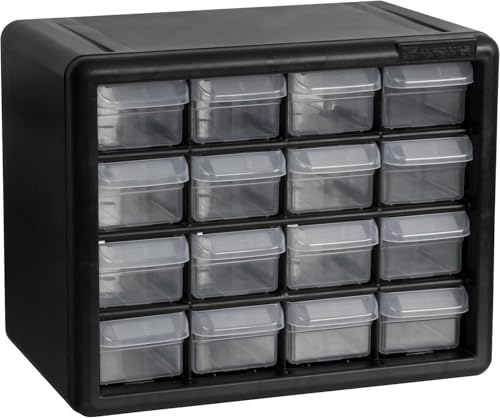 16 Drawer Plastic Storage Cabinet (Black / 16 Drawer / 1 Pack)