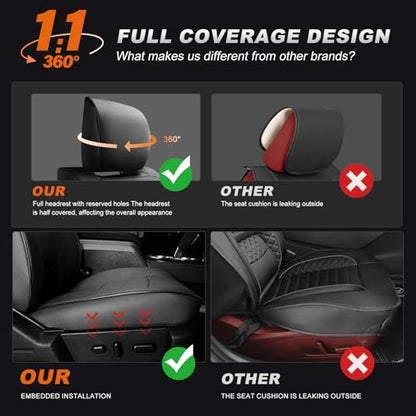 Seat Covers for Ram 2500 (Black+Red / Ram 2019-2026 2500 Full Set)