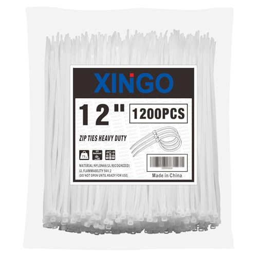 12 Inch White Zip Ties 1200 PCS (White / 12“(1200PCS))