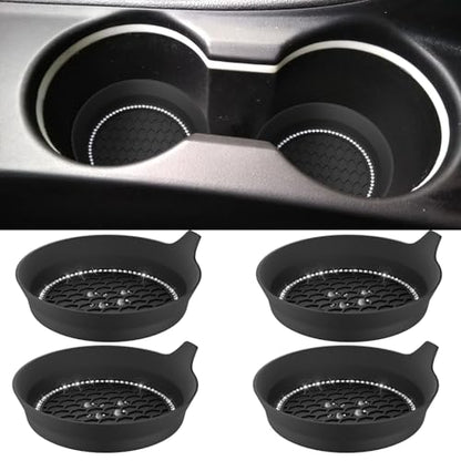 4 PCS Car Cup Coasters (Black*4PCS / With Diamonds)