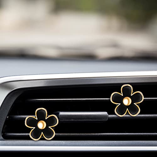 6 Pcs Daisy Vent Clips for Car (Black, / 1 Count (Pack of 6))