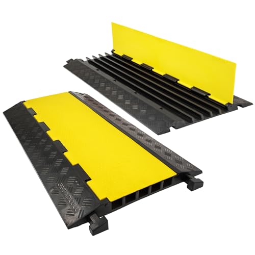 2 Pack 5 Channel Cable Protector Ramp Traffic Wire and Hose Ramp Cord Cover Heavy Duty Channels 18 (5 Channel 2 Pack)
