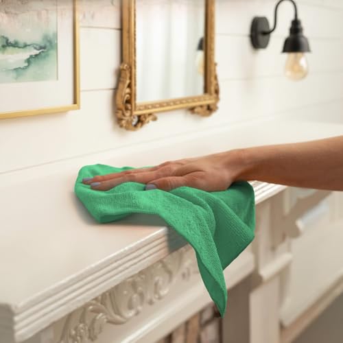 Microfiber Cleaning Cloths (Pack of 12 - 12x12 Inches / Green)