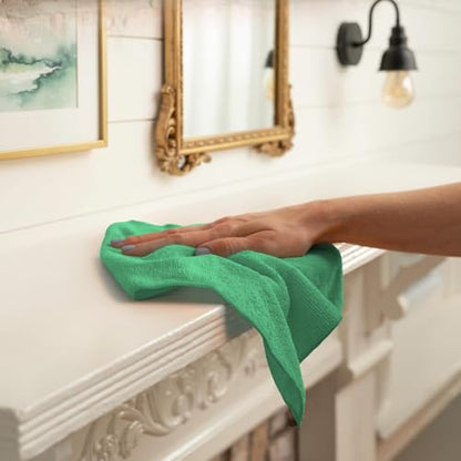 Microfiber Cleaning Cloths (Pack of 12 - 12x12 Inches / Green)