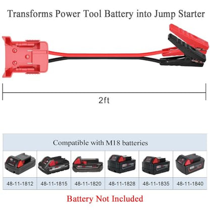 Jumper Cables alligator Compatible with Mil.waukee M18 18V Battery (2FT)