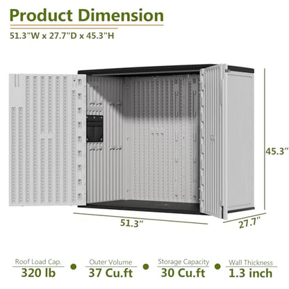 37 Cu.Ft Outdoor Storage Shed Weather Resistant (Light-Grey / Large-37 cu ft)