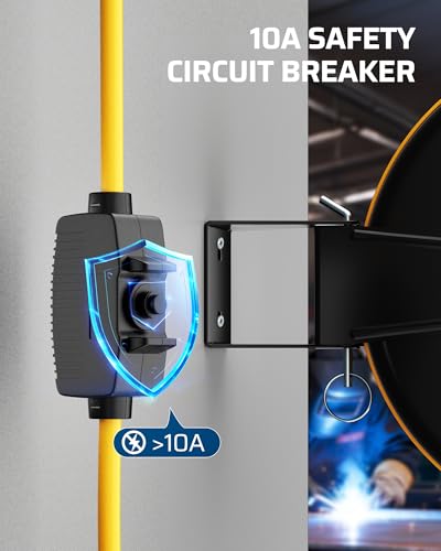 Retractable Extension Cord Reel (Black/Yellow-yellow Cord)