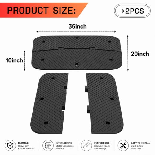 Rubber Speed Bump 36"x10"x1.8" Heavy Duty 22 (Left and Right Ends)