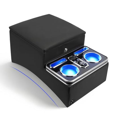 Center Console Universal Front Bench Car Seat Locking Organizer with USB (Locking light Center Consoles)