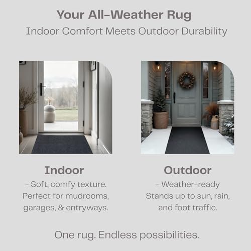 Ribbed Hallway Runner Rug (3'x22' / Black)
