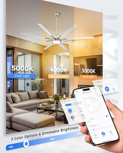 72 Inch Ceiling Fan with Light (Brushed Nickel / 72 Inch)