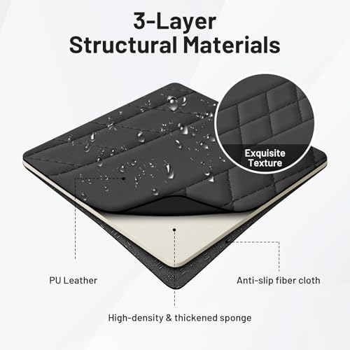 4-in-1 Center Console Cover for Tesla Model Y/Model 3 2020-2026 Accessories Armrest Cushion with Multi-Purpose Storage Leather Middle Console Cover for Model Y Juniper/Model 3 Highland (12)20-26|Model Y&3|Black,+Thick,+ Pockets)
