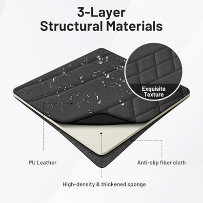 4-in-1 Center Console Cover for Tesla Model Y/Model 3 2020-2026 Accessories Armrest Cushion with Multi-Purpose Storage Leather Middle Console Cover for Model Y Juniper/Model 3 Highland (12)20-26|Model Y&3|Black,+Thick,+ Pockets)