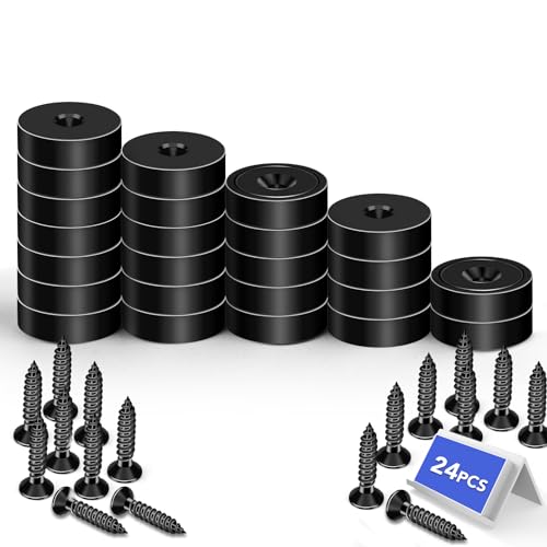 Strong Magnets Heavy Duty Screw On Neodymium 30LBS Magnet 24 Pack (Black / 0.78in)