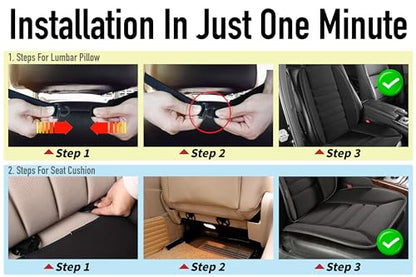 Car Seat Cushion with Back Support Pillow (Black)