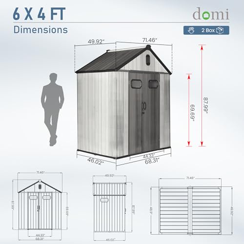 Domi 6x4 FT Resin Outdoor Storage Shed (6x4FT)