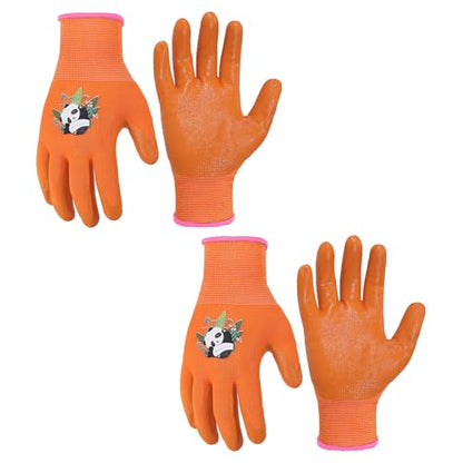 2 Pairs Kids Gardening Gloves (Orange (Pack of 2) / Small (Age 2-3))