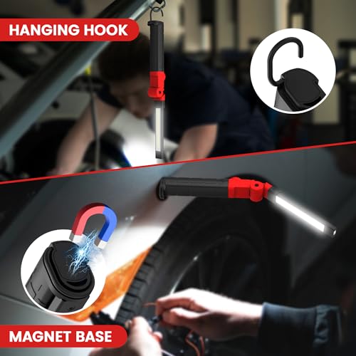 Rechargeable Work Light 2200mAh Magnetic LED Work Light Flashlight Mechanic Light Tool for Men Him (350 Lumens)