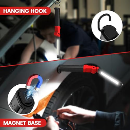 Rechargeable Work Light 2200mAh Magnetic LED Work Light Flashlight Mechanic Light Tool for Men Him (350 Lumens - 4Pcs)