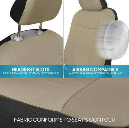PolyPro Car Seat Covers Full Set in Solid Beige (Solid Beige)