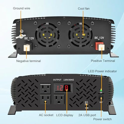 2500 Watt car Power Inverter 12V to 110V (S-2500)