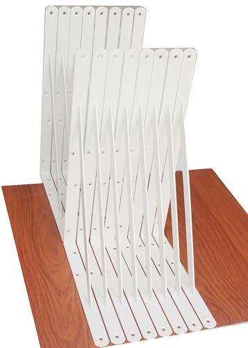 16 Pack L16 x H 10" White Heavy Duty Shelf Brackets with Screws Metal Shelf Brackets Shelf Support Angle Brackets for Shelves L Brackets Heavy Duty Floating Shelf (16 Pack-White / 16''x10'')